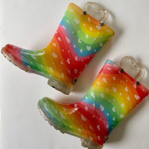 Western Chief Rainbow Heart Rain Boots | Waterproof | Multicolor | US 9 | EU 25